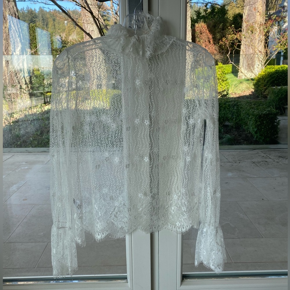 Delicate lace, cream long sleeve shirt